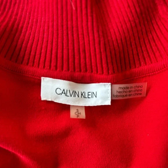 Calvin Klein Women's Colorblocked Turtleneck Sweater Red Size S/P - Picture 8 of 12